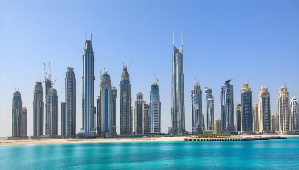 Dubai skyline with iconic landmarks